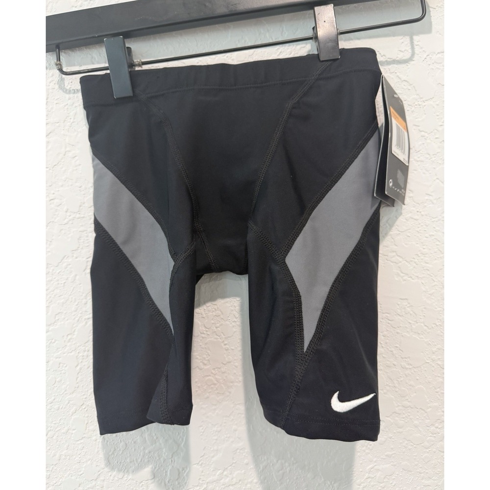 Nike NX Youth Size S  Jammer Swim Bottoms Drawstring Colorblock Black/Gray - Picture 1 of 9